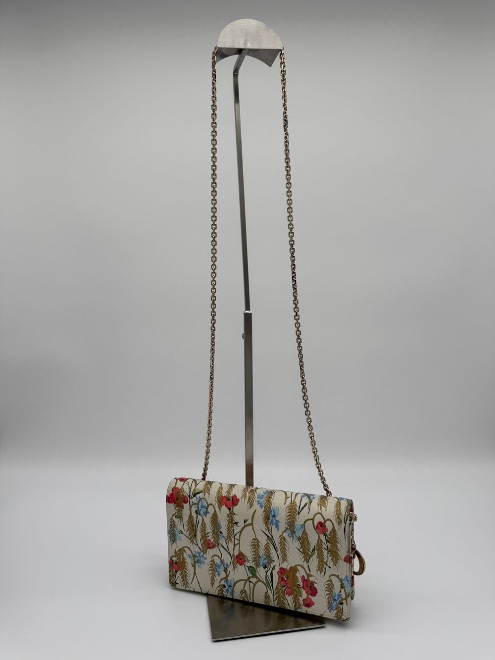 Christian Dior Lady Dior Floral Leather Wallet on Chain WOC Charm Bag